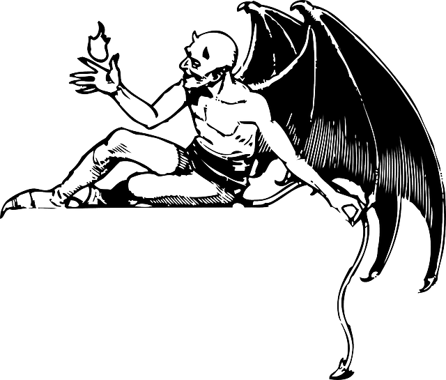 Drawing/simple image of Devil Demon Satan Reclining Evil - Clker-