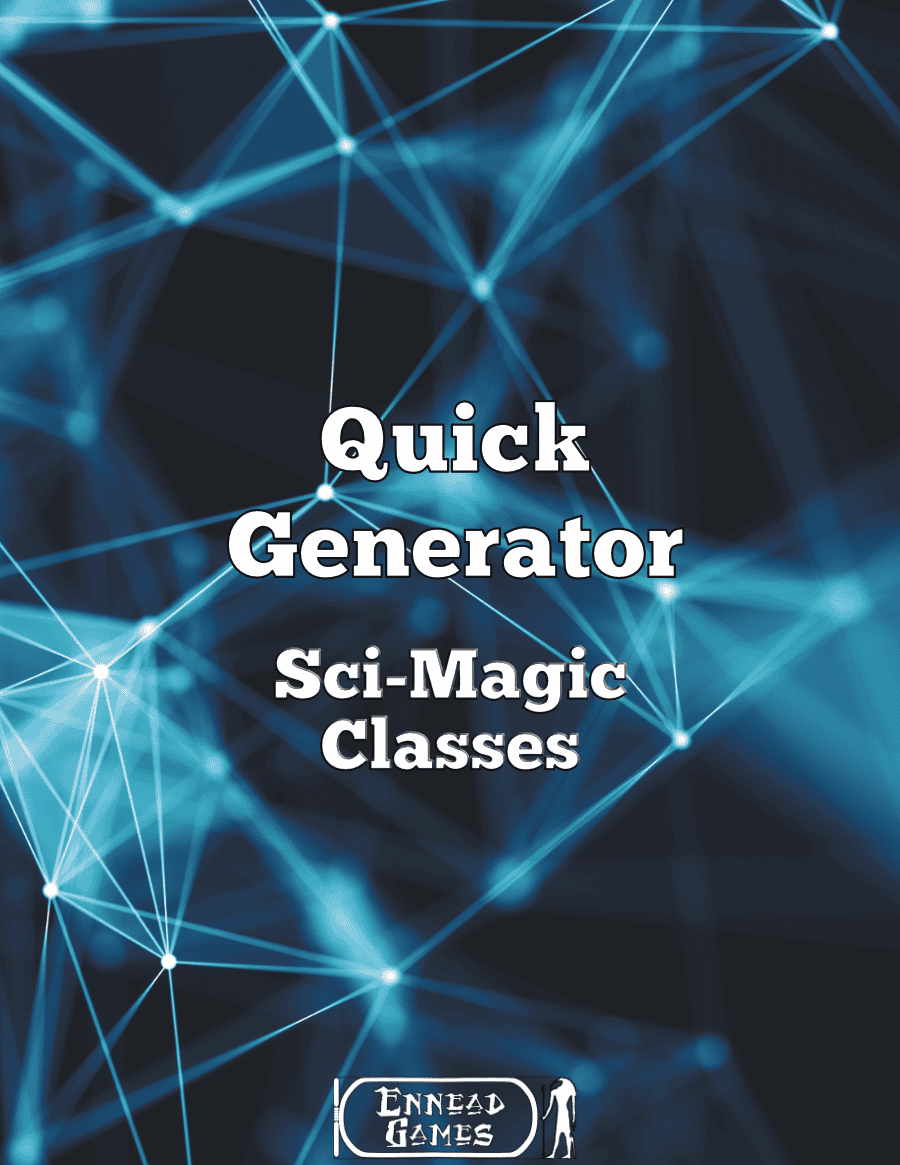 Abstract series of blue lines, in various hues, on a black background with caption "Quick generator sci-magic clases" on top